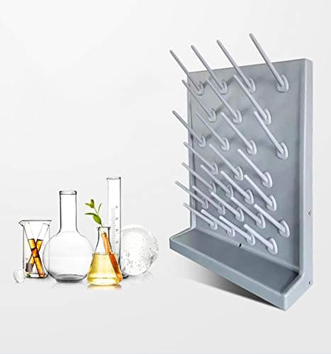 Grey 27 Pegs Lab Supply Drying Rack, Pegboard Bench-top/Wall-Mount Laboratory Glassware 27 Detachable PegsLab Drying Draining Rack Cleaning Equipment