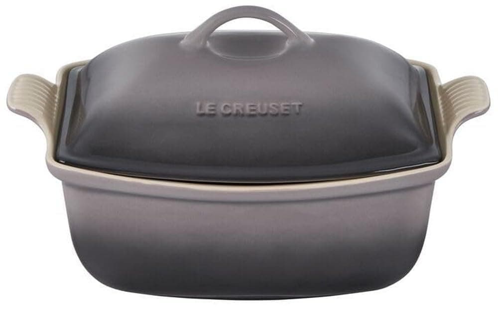 Heritage Stoneware Deep Oven Baking Casserole Dish with Lid, 4.5 qt., Oyster