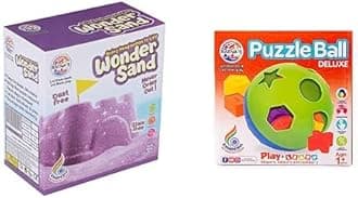 RATNA'S Wonder Sand 500 Grams for Play. Smooth Sand for Kids (Green 500 Grams), ONE Big Mould Inside Without Tray&Ratna's Educational Puzzle Ball for Kids 2 in 1.