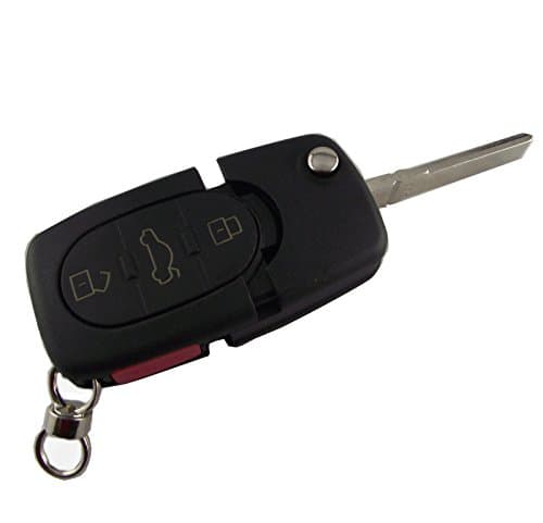 KEMANI Uncut Transmitter Remote Flip switch Key Shell Folding Car Fob Case for 1998-2001 Volkswagen VW Beetel Jetta Golf Passat 4 Buttons (Just a Empty key shell, No Chips)