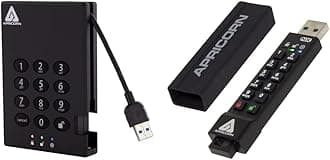 Apricorn 500GB Aegis Padlock USB 3.0 256-bit AES XTS Hardware Encrypted Portable External Hard Drive & Aegis Secure Key 3 NX 32GB 256-Bit Encrypted FIPS 140-2 Level 3 Validated Secure USB 3.0