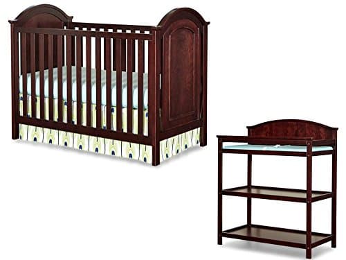 Imagio Baby Harper 3 in 1 Cottage Panel Crib and Changing Table Set, Chocolate Mist