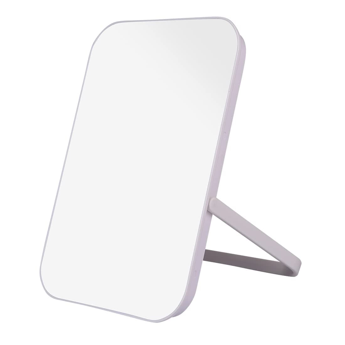 MINISO Makeup Mirror Square Dual-Use Vanity Mirror, 8-Inch Portable Folding Table Mirror with 90°Adjustable Stand, Travel Cosmetic Mirror Hanging Bathroom for Makeup, 21x14.8cm (White)