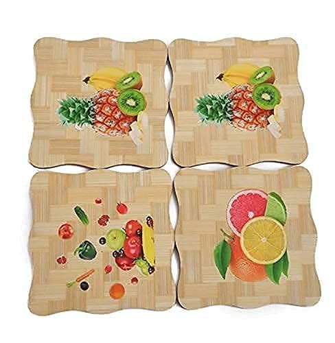 VENJA Bamboo Trivet Mat Set for Dining Table | Hot Pot Holder Pads Coasters | Heat Resistant Non-Slip Bamboo Heat Insulation Pad for Kitchen Countertop Pan Rest Stand (15 x 15 cm, Multicolor) (4)
