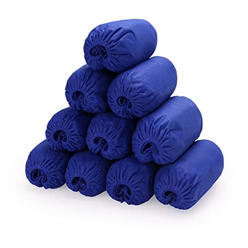 RONRI Boot Covers, 100pcs Disposable Shoe Covers, Durable Waterproof Non-Slip Non-Toxic Reusable Shoe Protectors, Fits Up to XL, Blue