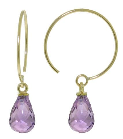 Galaxy Gold GG 14k Solid Gold Circle Wire Earrings Amethysts