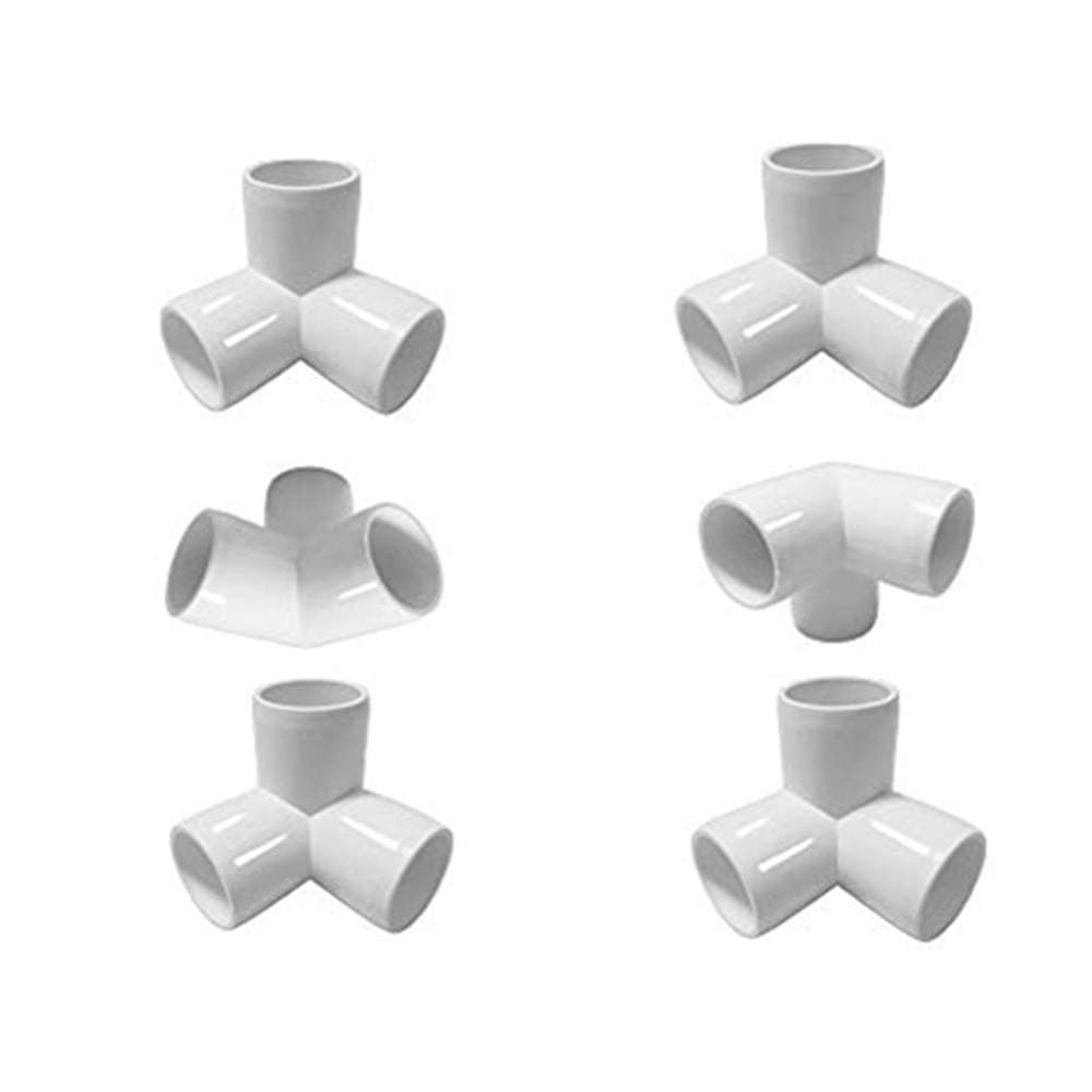 3 Way PVC Corner Fitting 3/4" PVC Elbow Corner Side Outlet Tee Fitting PVC three quarter Elbow Fittings for Furniture Grade,Greenhouse shed pipe fittings and Tent connection 6pcs