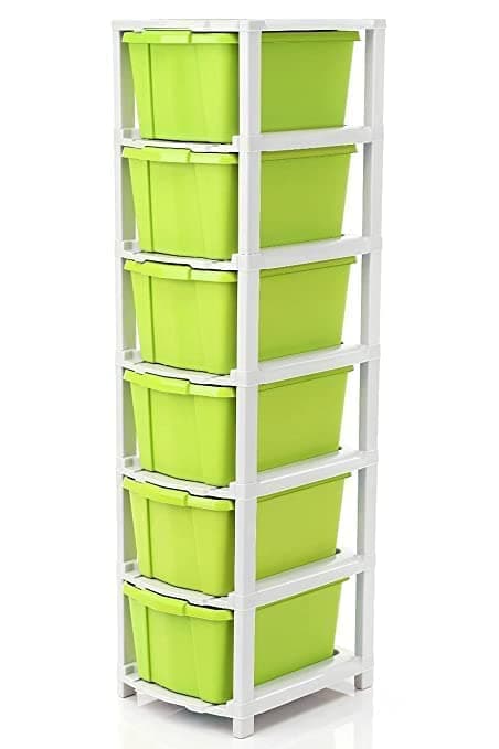 AVZEEGO 6 XL Plastic Modular Drawer System for Home, Office, Hospital, Parlor, School, Doctors, Home and Kids, Product Dimension When assembeled (31cmx39cmx116cm) (6XL)(GREEN)