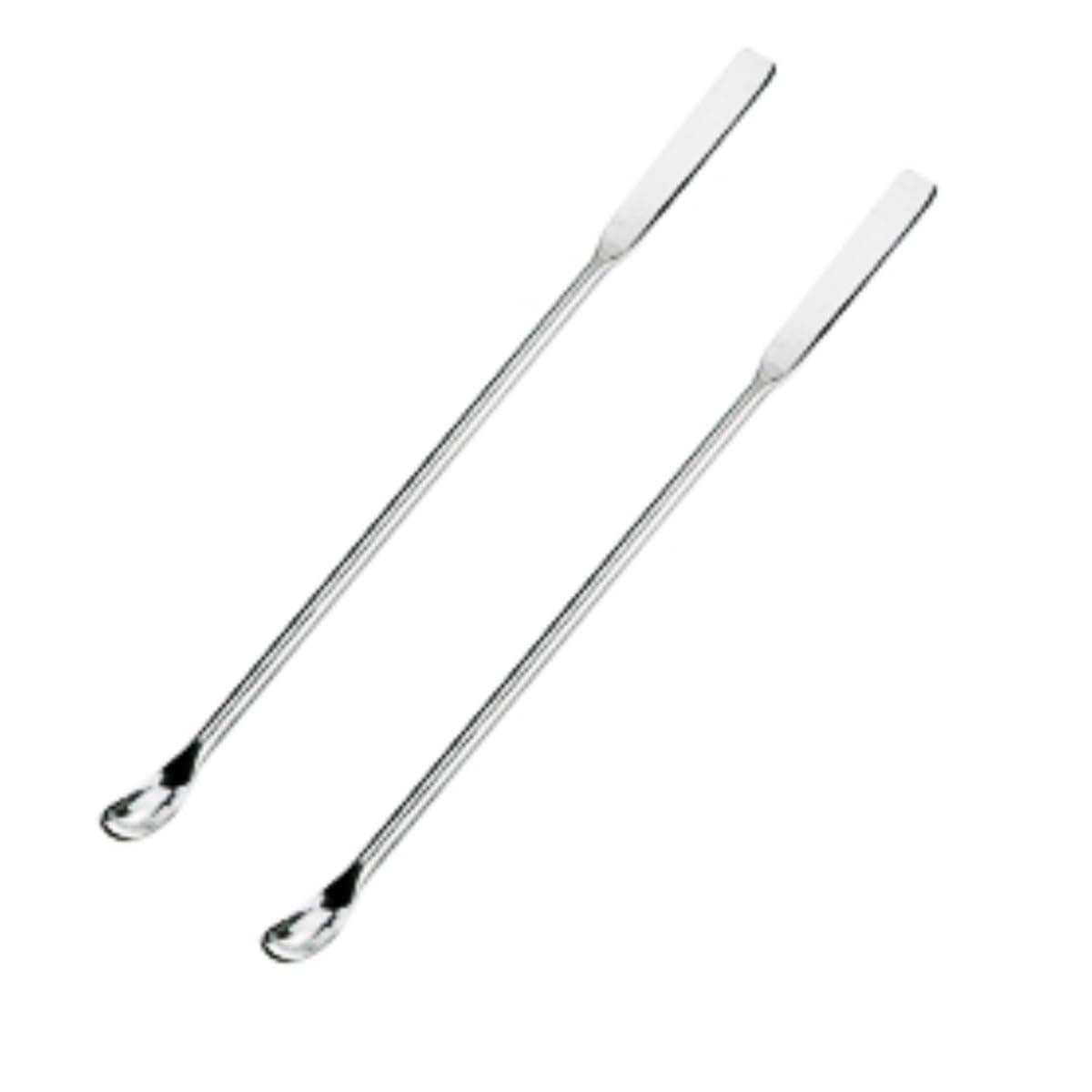 AANIJ® Micro Spatula wire Type 6 inch or 150 mm Pack of 2 Stainless Steel One Side Spoon and One Side Flat For Laboratory Micro Spatula for Powder & Sample Handling
