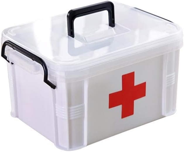 White Plastic Home First Aid Kit Medical Box 2 Layers Portable Outdoor Survival Emergency Kits Treatment Medication Storage Box