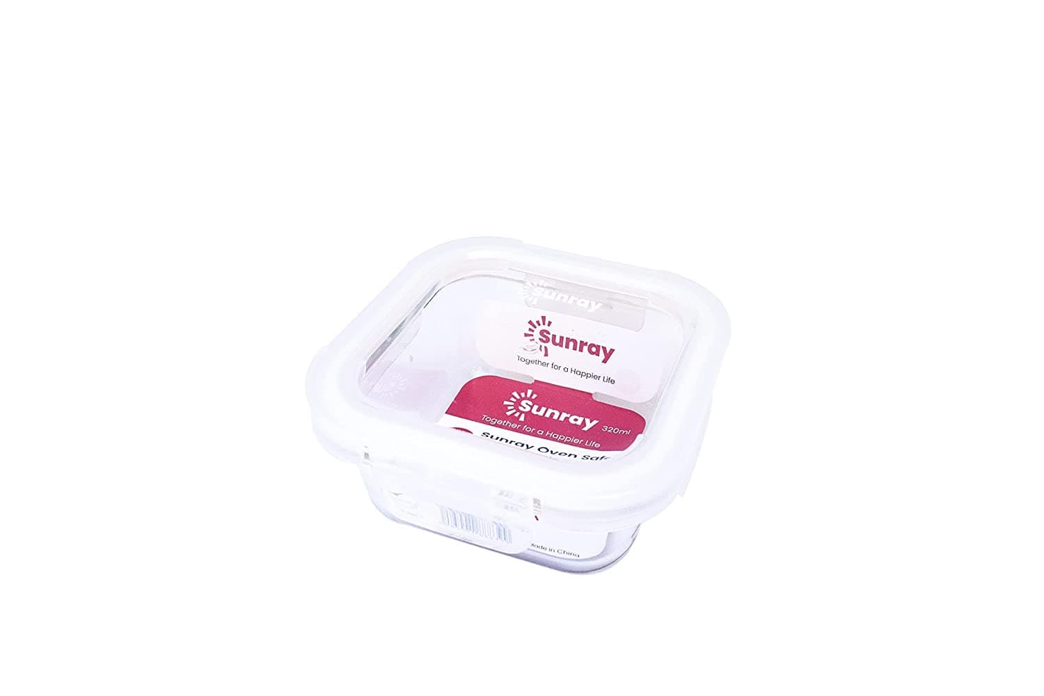 SunrayBorosilicate Glass Square Food Container - 320ml