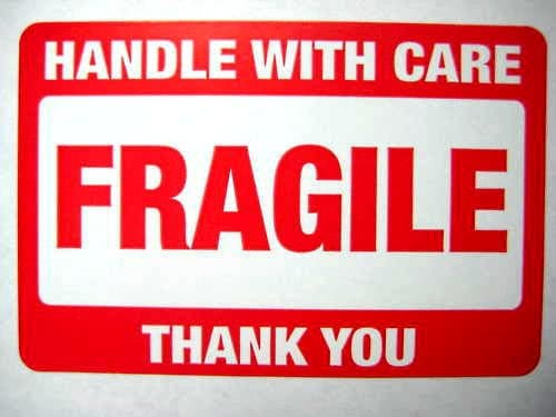 100 fan folded 2 x 3 Fragile Handle with Care Label Sticker