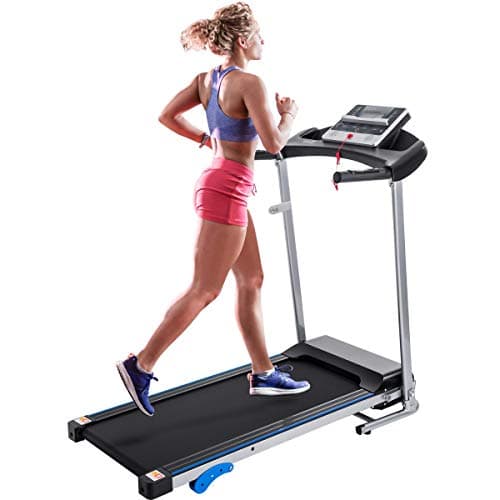 MORNOR Electric Folding Treadmill, Motorized Walking Running Machine with LCD Display, Audio Speaker, 3 Incline Levels - 220lbs Weight Capacity