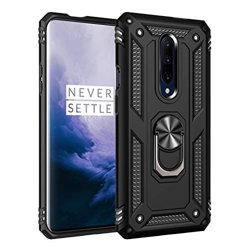Oneplus 7 Pro Case, Extreme Protection Military Armor Dual Layer Protective Cover with 360 Degree Unbreakable Swivel Ring Kickstand for Oneplus 7 Pro Black