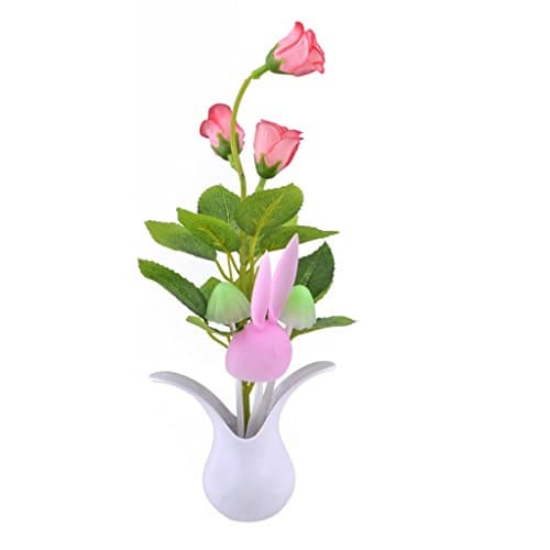 BIAL Mushroom Light Sensor LED Night Bed Bedroom Decoration Light Lamp，mushroom and Rose on the Wall