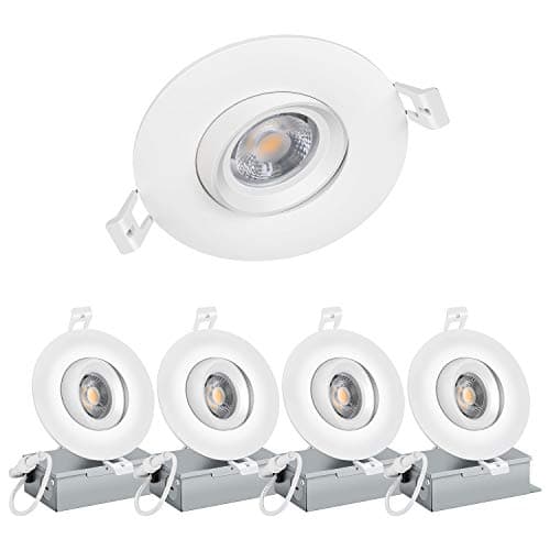 (4 Pack) NickLED 4 inches led Gimbal Downlights-Directional Adjustable, 12W Dimmable LED Retrofit Recessed Lighting Fixture with IC Rated Junction Box, 1100lm(100W Replacement) 3000K-Warm White, 120V