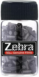 Zebra (Black, Pack of 50 pcs) Genuine Lighter Flint Stone I Compatible with All Zippo, Kerosene, Oil and Other Grinding Wheel Lighters I Lighter Repair Tool Accessories