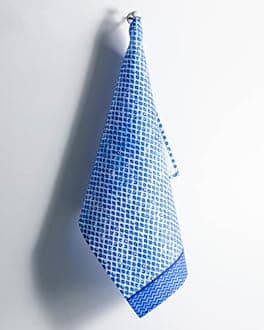 Maison d' Hermine Kitchen Towels Set of 3 100% Cotton 70 CM x 50 CM Reusable Cloth Tea Dish Towels Absorbent with Hanging Loop for Kitchen Dining Spring/Summer Decorations (Indigo Love)