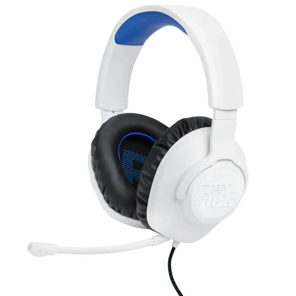 Quantum 100P - Wired Over-Ear Gaming Headset with a Detachable mic, JBL QuantumSOUND Signature, Memory Foam Comfort, Compatible with Windows Sonic Surround Sound (White)