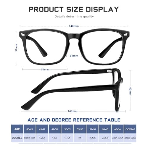 Reading Glasses for Women Men - Blue Light Blocking UV Filter Readers, Anti Eyestrain Eyeglasses