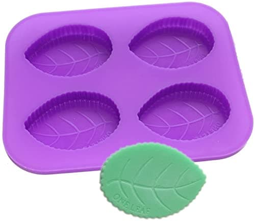 BITSKY INDIA 4-Cavity One Leaf Soap Making Supplies Lotion Bar Silicone Mold Homemade