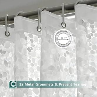 Kuber Industries (Pack of 3) Shower Curtains for Bathroom | Stone Print Waterproof Curtain | PVC Washroom Curtain | 8 Feet | Transparent