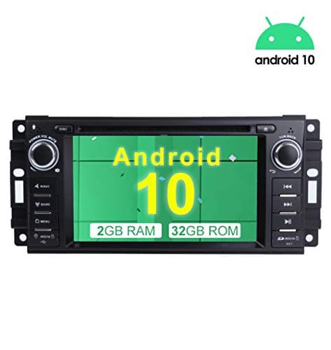 MCWAUTO Android 9.0 Car Stereo Radio GPS Navigation DVD Player for Jeep Wrangler JK Dodge Ram Challenger Head Unit Single Din 6.2” with Navigation Bluetooth/4G