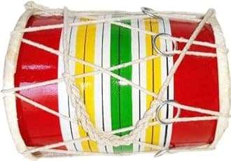 GT manufacturers Wooden Musical Instrument Baby Dholak Drum Rope & Ring Design .1(Muti Colour)
