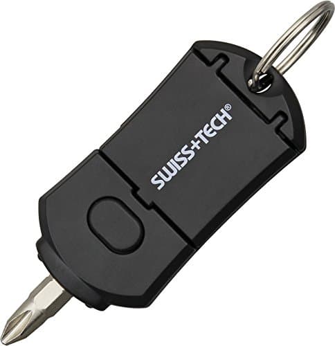 Swiss+TechST60210 Pocket Screwdriver Multi-Tool Set, Black, 6-in-1 Tool with LED Light (Single Pack)