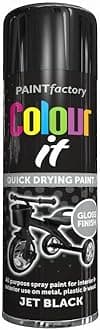 SuperGift.com Jet Black Gloss All Purpose Aerosol Spray Paint 250ml Quick Drying Spray, Fast Dry and Excellent Coverage for Metal, Wood, Plastic and More by Diva Gift