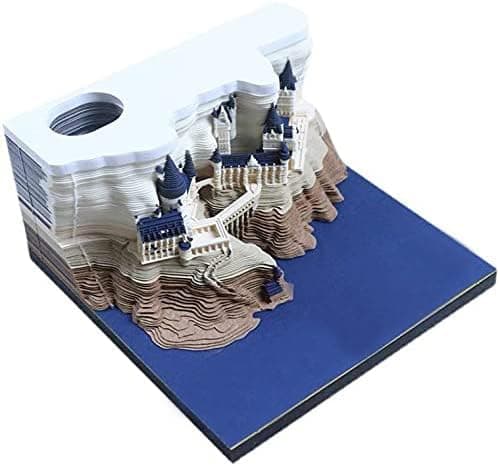 Tastefully 3D Memo Pad, 1Pc 160 Sheets Carving Art Notepad DIY Sticky Post Creative Stickers Papers Card Craft Treehouse Building Castle Dragon for Office/Reading Room/Studio (Potter Magic Castle)