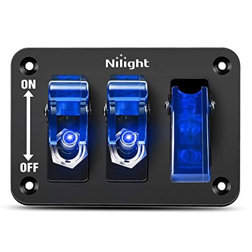 Nilight 3 Gang Toggle Switch 12V Rocker Switch Panel with LED Light and Flip Cover Heavy-Duty ON, Off Switch Plate 3 Pin SPST Rocker Switch