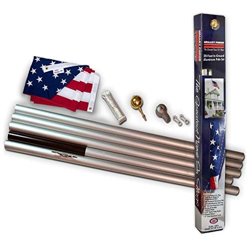 American Flag Kit – 2-Ply Polyester Duratex Flag 100% Made in the USA - 3' x 5' ft Flag with 20' ft Aluminum Pole - Sturdy, Durable and Patriotic - Great for Gardens and Homes – By Valley Forge Flag