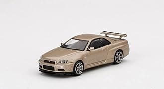 Truescale Miniatures True Scale Model Car Compatible with Nissan Skyline GT-R R34 M Spec Silica Breath Bronze Limited Edition 1/64 Diecast Model Car MGT00348