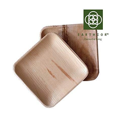 Set of 20 Square Eco Appetizer Plates Multi-use & Disposable Party Plates with Free Jute Bag (Introductory Offer)