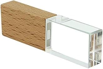 32GB USB Flash Drive, Crystal Clear Glass LED Light Pen Drive, Fast Speed Memory Stick, Thumb Drive for Boy Girl Men Women Kids Mom Dad (USB 2.0, Wood Crystal)