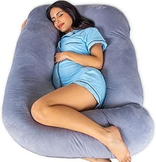 Pharmedoc Pregnancy Pillows, U-Shape Full Body Pillow -Removable Cover Jumbo Size - Grey - Pregnancy Pillows for Sleeping - Body Pillows for Adults, Maternity Pillow and Pregnancy Must Haves