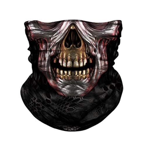 TERNNK Skull Face Mask Half Sun Dust Wind Protection, 3D Tube Mask Seamless Durable Face Mask Bandana Skeleton Face Mask Motorcycle Bike Riding Fishing Hunting Cycling Festival, Many Patterns (F20)