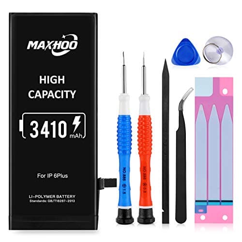 Maxhoo Battery for iPhone 6 Plus, 3400mAh High Capacity Replacement Battery 0 Cycle, Professional Full Set Tool Kits with Instruction -[2 Year Warranty]