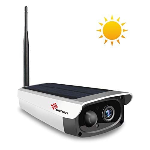 Solar Security Camera,Sanan Wireless IP Camera Outdoor WiFi Camera Waterproof 1080P Night Vision PIR Alarm APP for Android and iOS, Support Max 32G