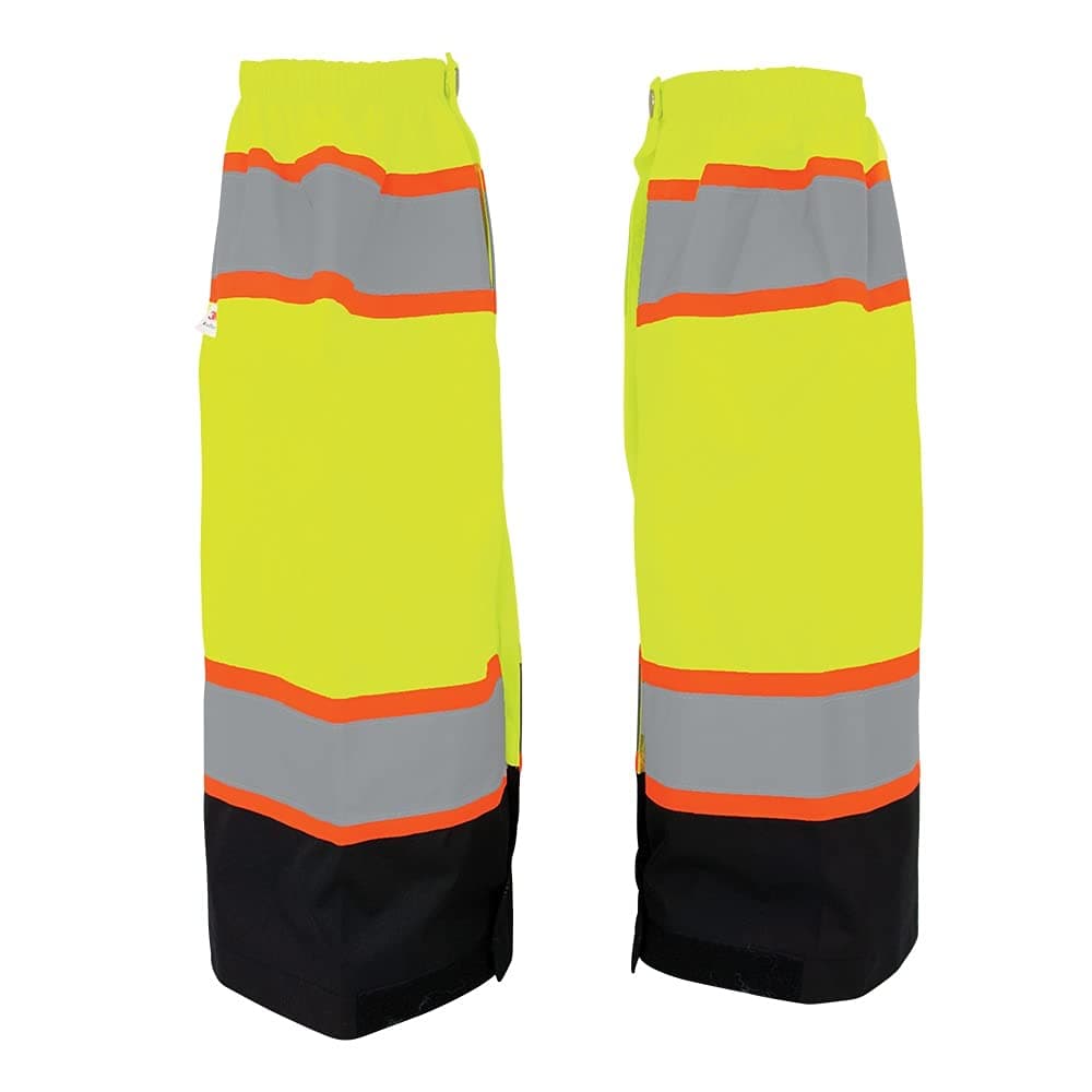 GGS Leg Gaiters - High Visibility Polyester with Reflective Tape, Lightweight Safety Gear for Hunting, Construction/Roadwork, Outdoor Projects, Universal Fit, Yellow/Green