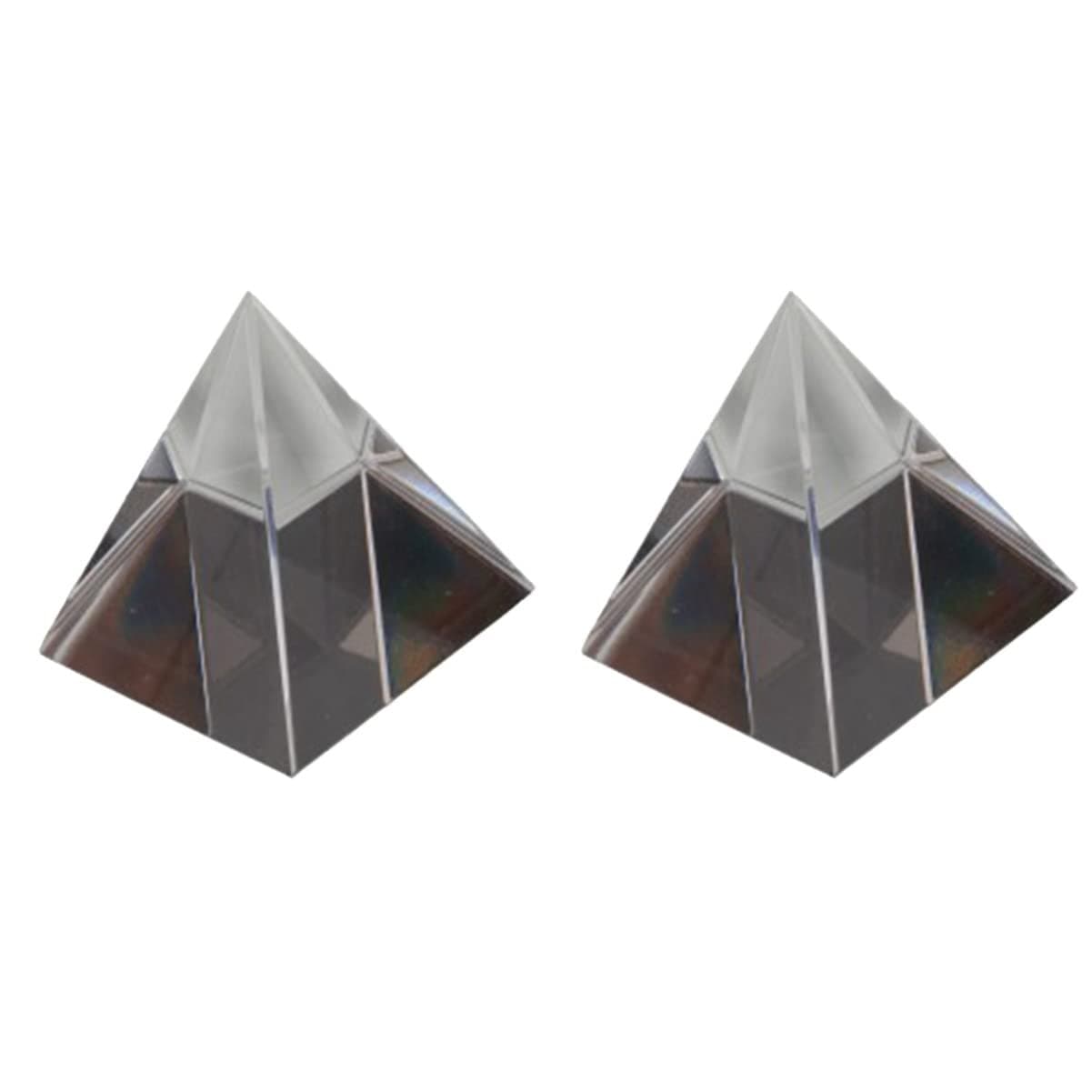 TEHAUX 2pcs Optics Physics, Pyramid Optical Light Rainbow Glass Mm Shape for Prism Instruments Principle Spectrum Research Experiment Teaching Crystal Sides Clear Four