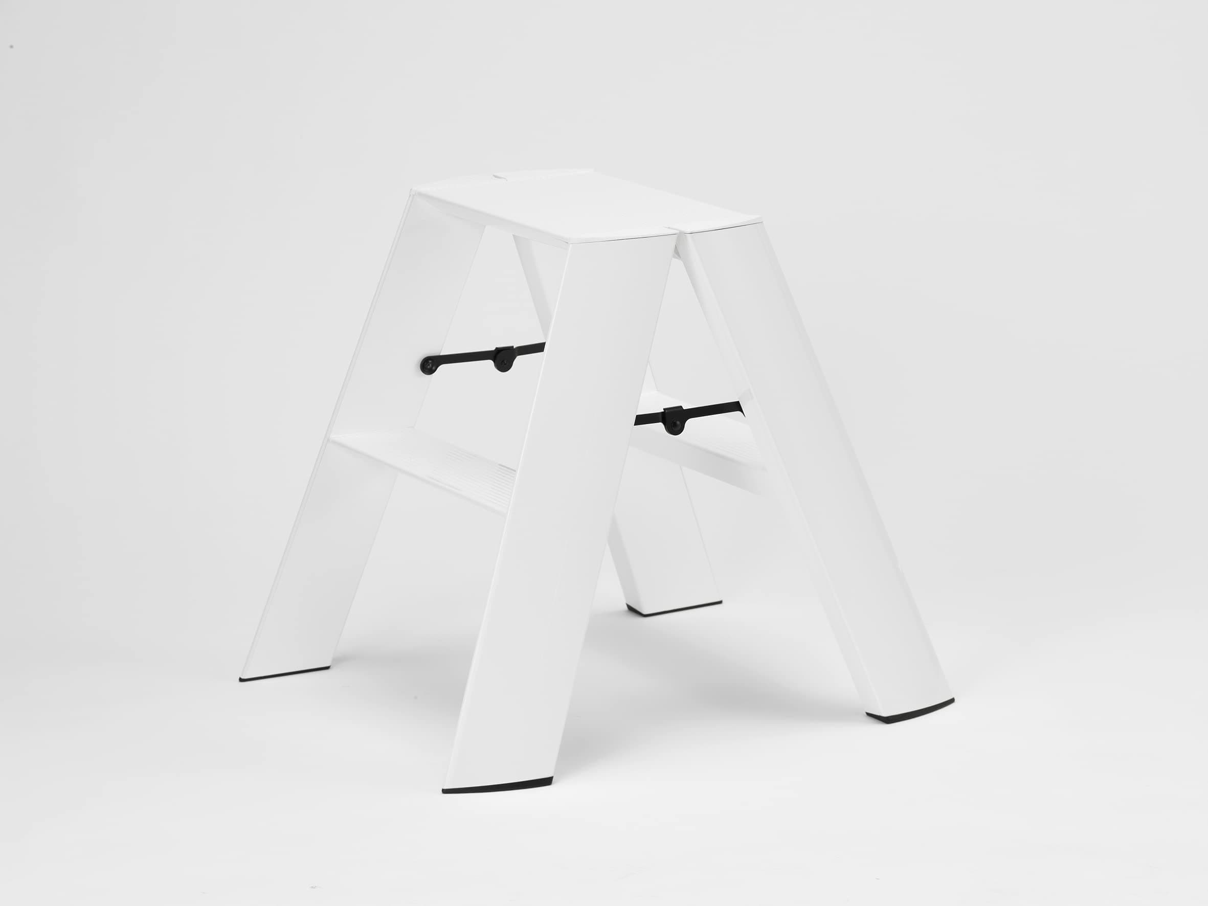 HasegawaStool, Aluminum, White, Wide 2 Step