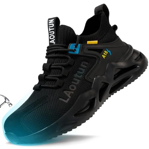 LAoutun Steel Toe Shoes for Men Women Work Shoes Safety Sneakers Shoes Comfortable Lightweight Puncture Proof Slip on Indestructible Work Shoes