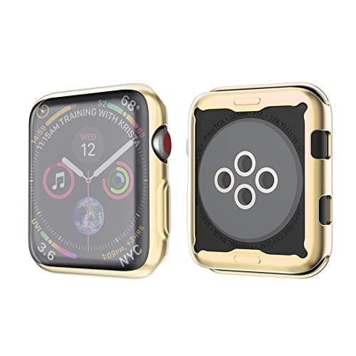 SIRUIBO Compatible with Apple Watch Series 3 Screen Protector 42mm, Soft Slim Full-Around Protective iWatch 3 Case Cover for Apple Watch Series 3 2 1, Gold