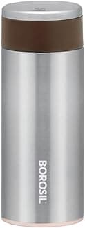 Borosil Hydra Travelsmart Stainless Steel Vacuum Insulated Flask Water Bottle, 200 ml, Silver