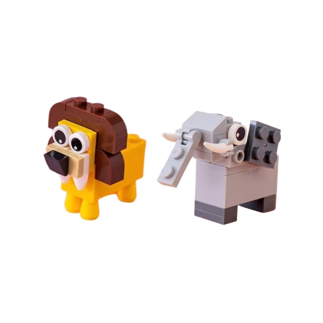 Daizen's DIY Puzzle Pencil Sharpner| Animal Theme Block Assembly Pencil Sharpner for Boys and Girls|(Lion,Elephant)(Pack of 2)