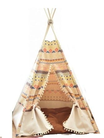 Thai Pet Teepee Handmade Size M TP032, Pet tepee, Dog tepee, Cat tepee, Cat bed, Dog bed, Dog tent, Cat tipi FREE pet toy for all purchase! Pet toy made from 100% cotton and handmade. It is for p