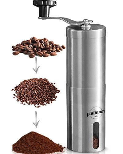 Manual Coffee Grinder Premium Burr Coffee Grinder Adjustable Setting Conical Burr Mill & Brushed Stainless Steel - Manual Coffee Bean Grinder for Aeropress, Drip Coffee, Espresso, French Press, Turkish Brew USA Company… (Stainless)
