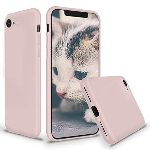 for iPhone 8/iPhone 7 Liquid Case Anti-Slip Anti-Fall Liquid Silicone Gel Rubber Bumper Case with Soft Microfiber Lining Cushion Slim Hard Shell Shockproof Anti-Dirt Protective Case Cover -Pink